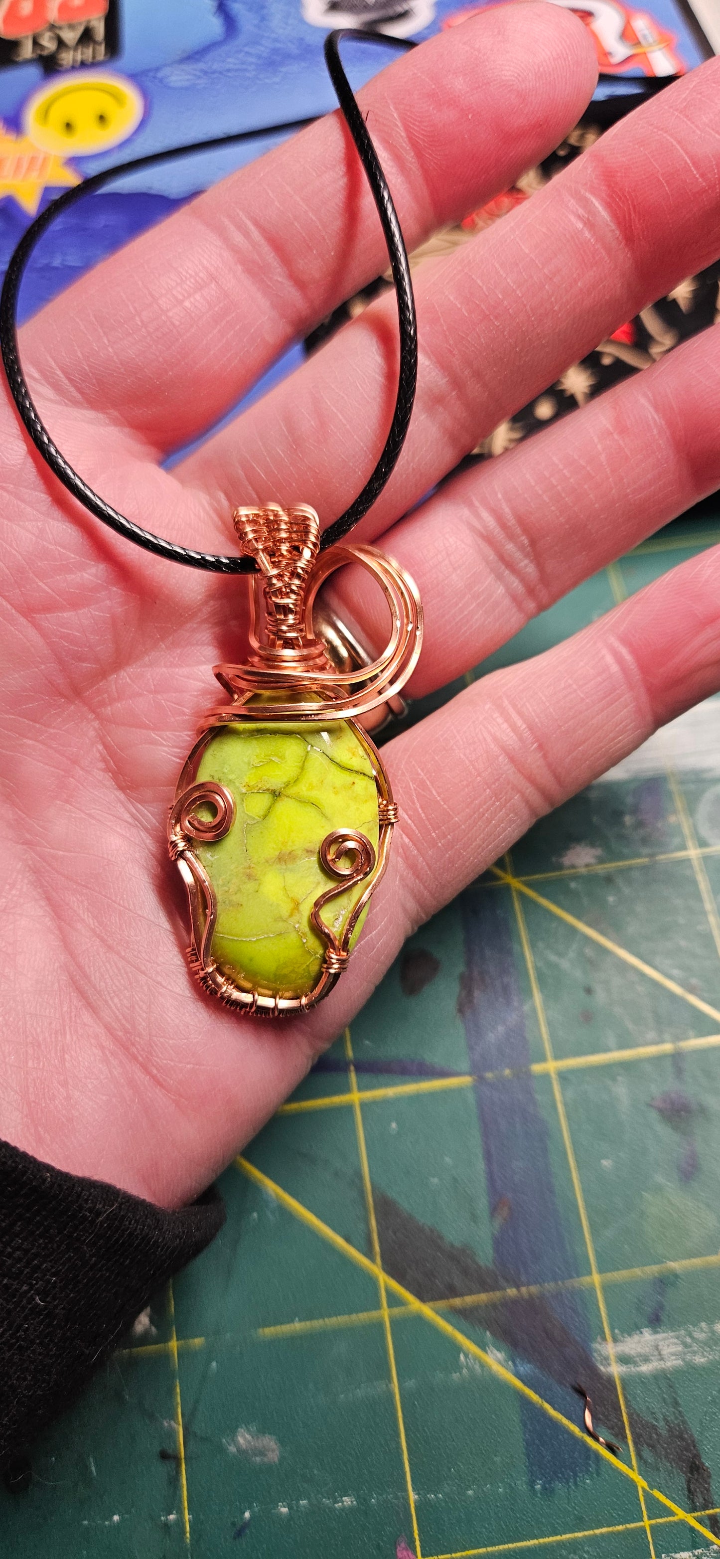 Gaspeite wrapped in copper