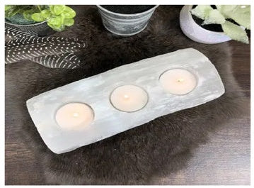Crystal Selenite Candle Holder - 3 Votives
