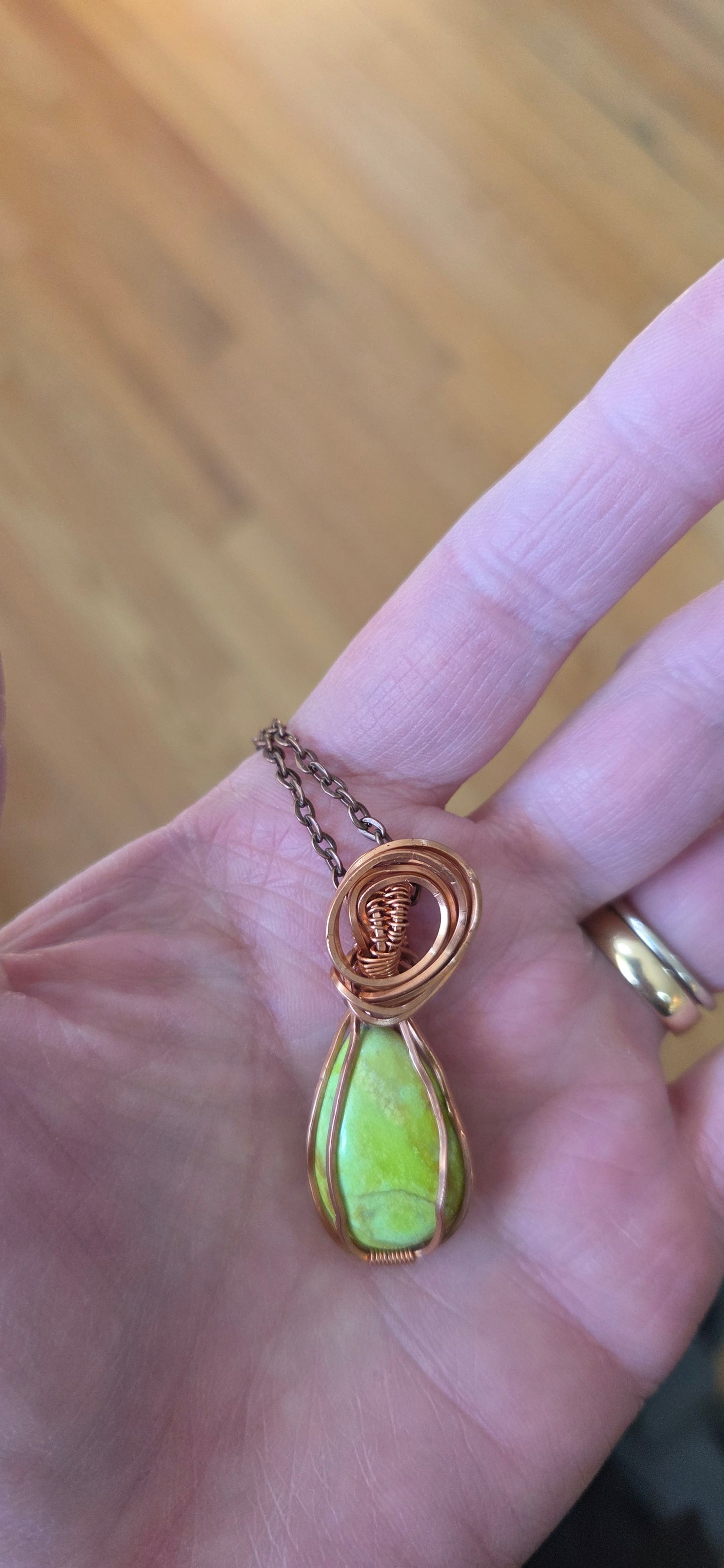 Gaspeite wrapped in copper