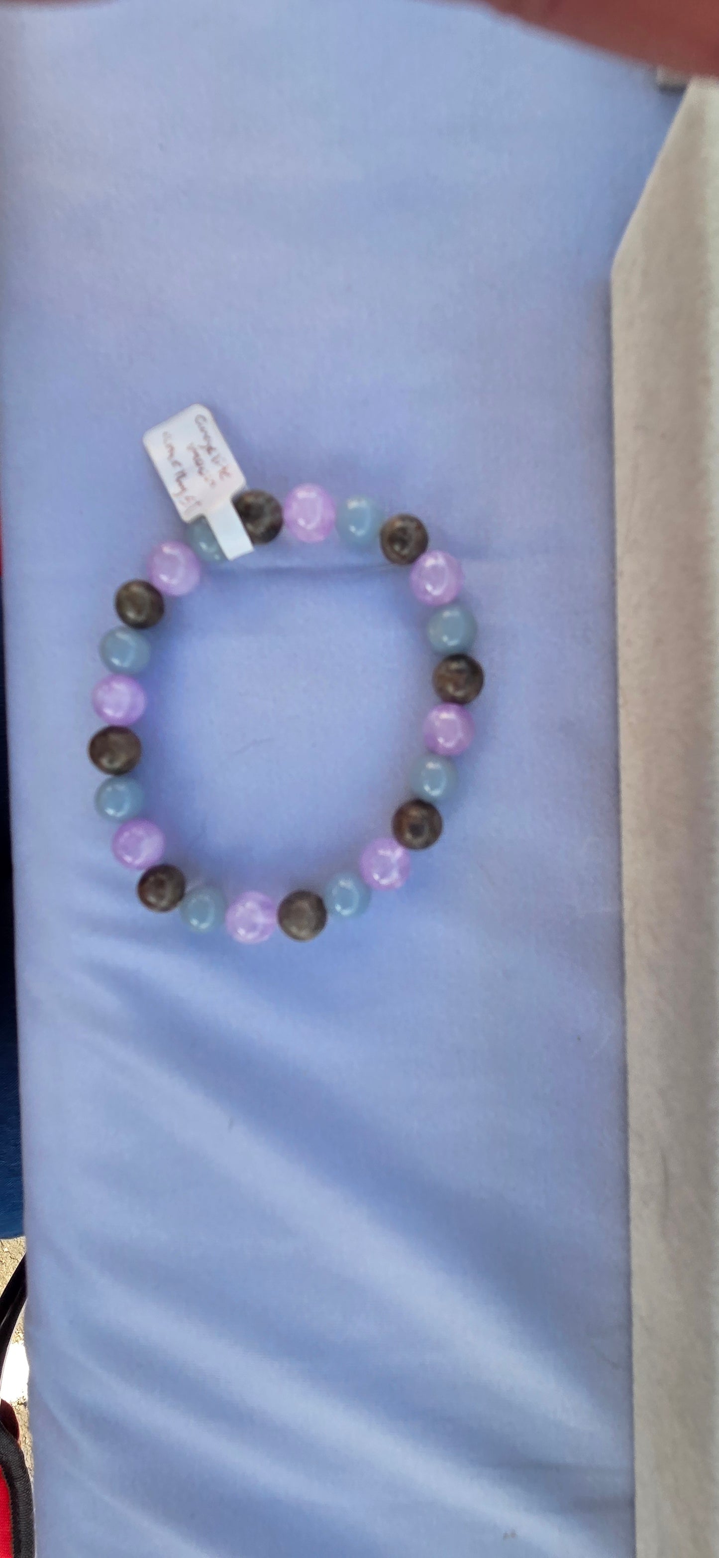 Angelite, Amethyst, and Labradorite beaded bracelet