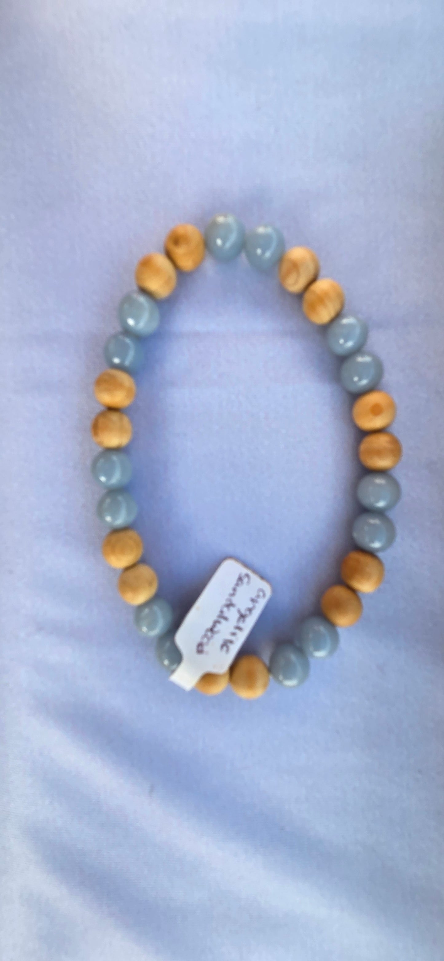 Angelite and Sandalwood beaded bracelet