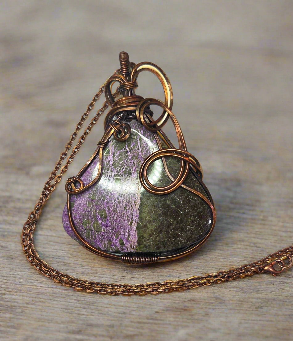 Stichtite wrapped in aged copper