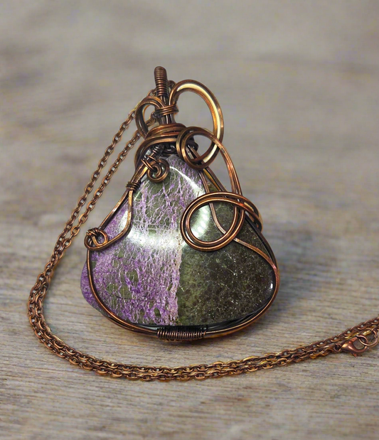 Stichtite wrapped in aged copper