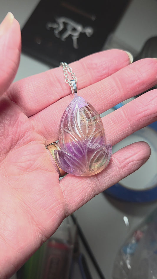 Ametrine carved pendant