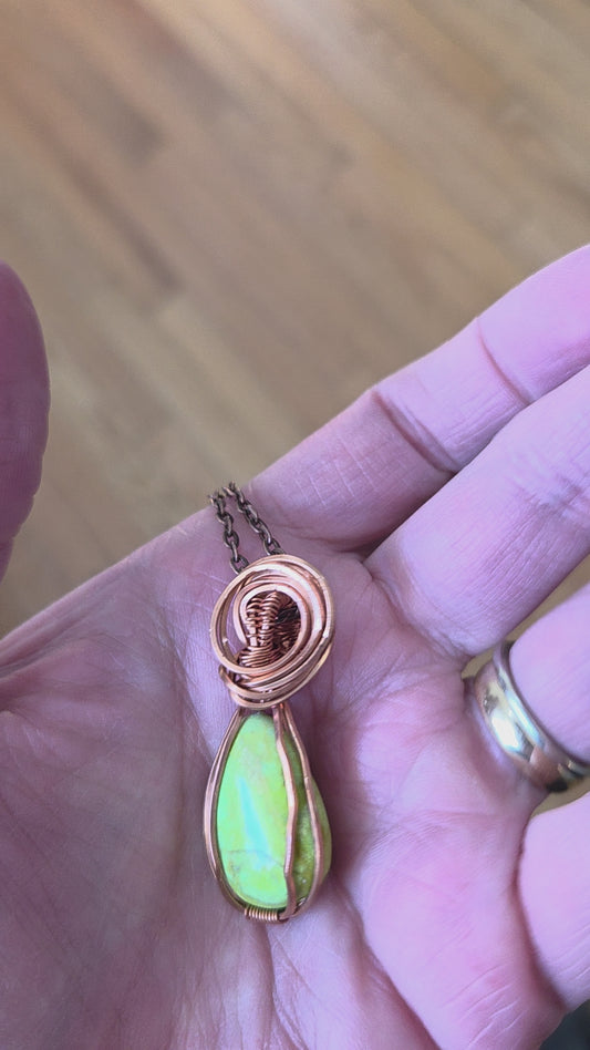 Gaspeite wrapped in copper