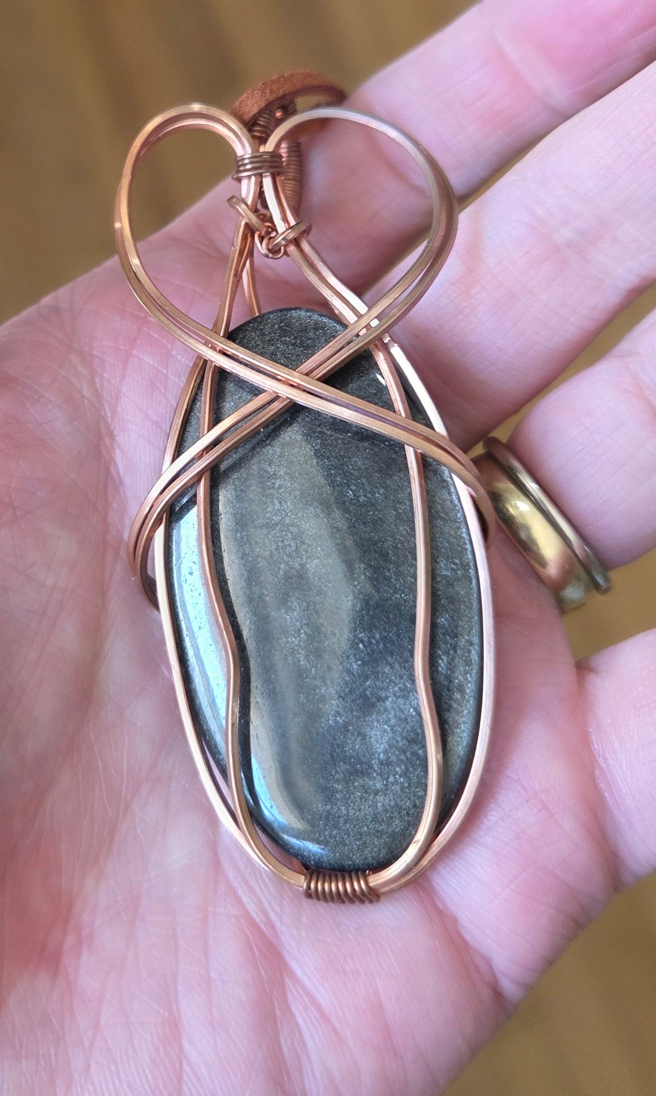 Gold Sheen Obsidian wrapped in copper