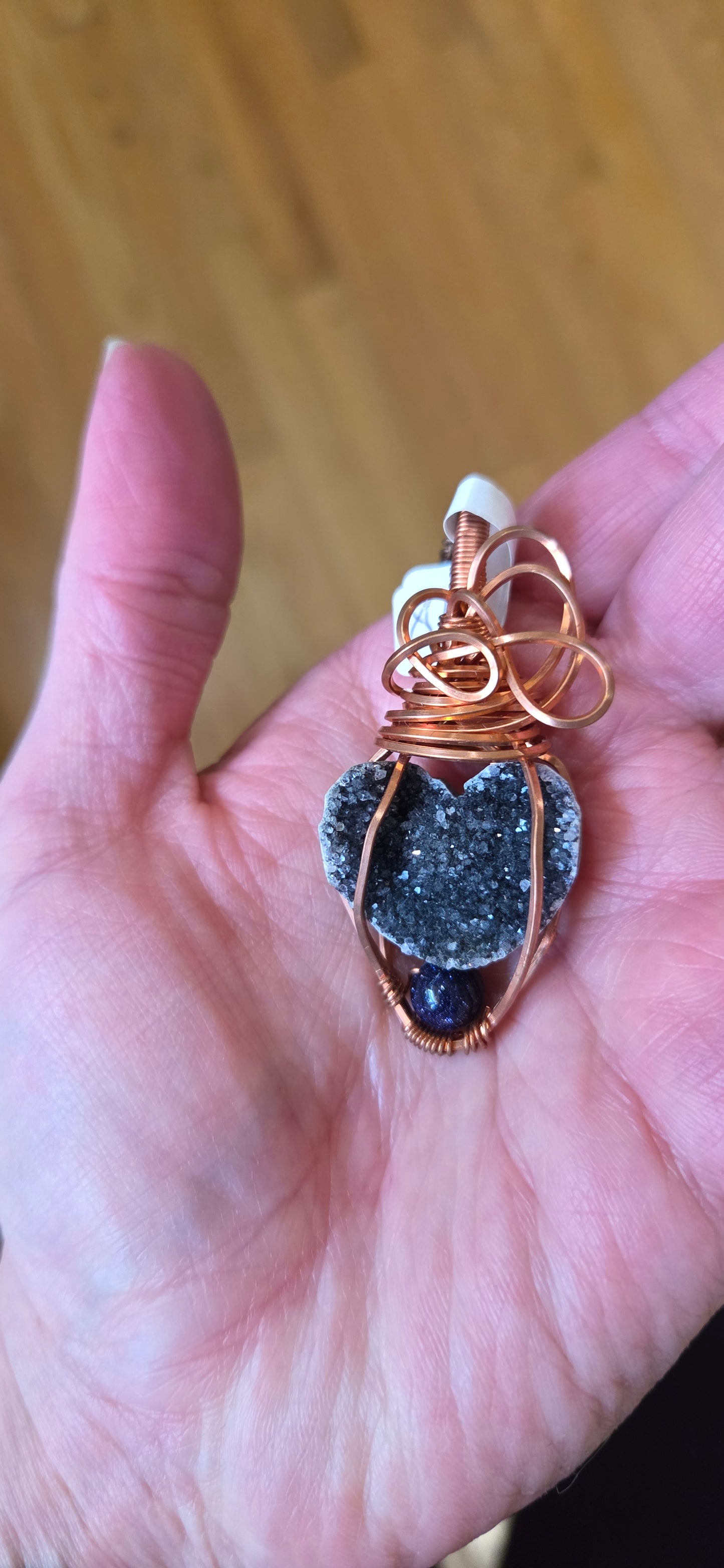 Amethyst and Blue Goldstone wrapped in copper