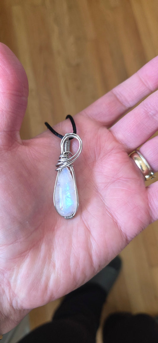 Moonstone wrapped in stainless steel