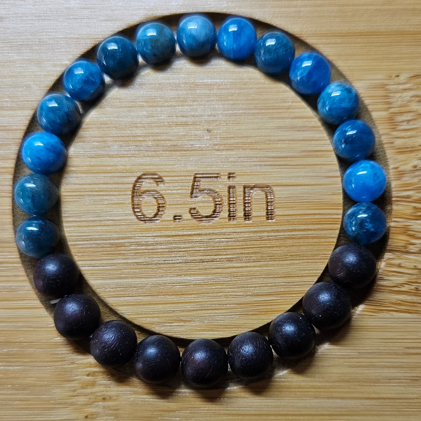 Blue Apatite and Agarwood beaded bracelet