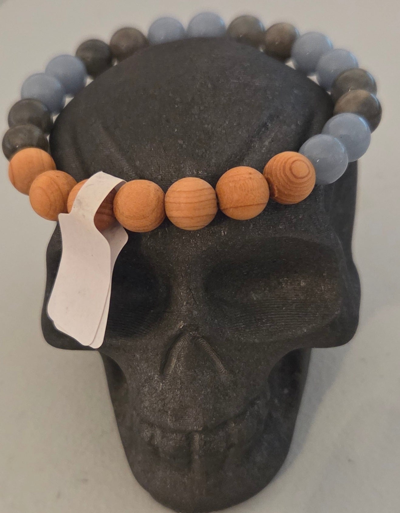 Sandalwood, Angelite and Labradorite beaded bracelet