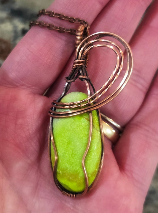 Gaspeite wrapped in copper