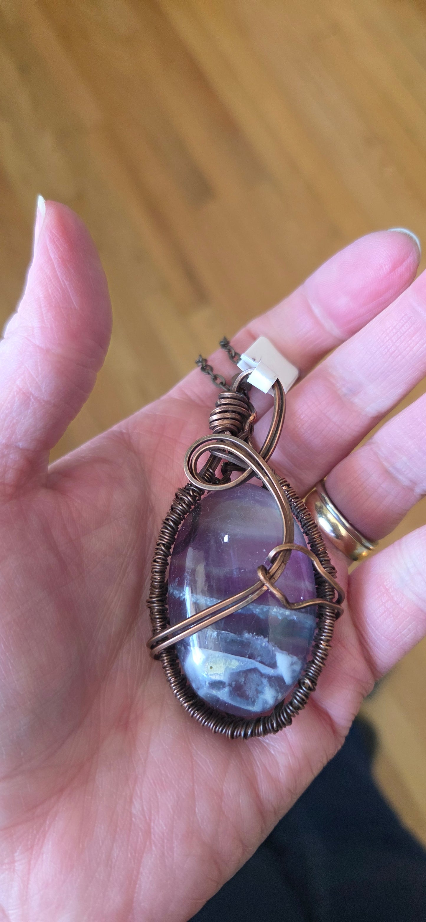 Fluorite wrapped in aged copper