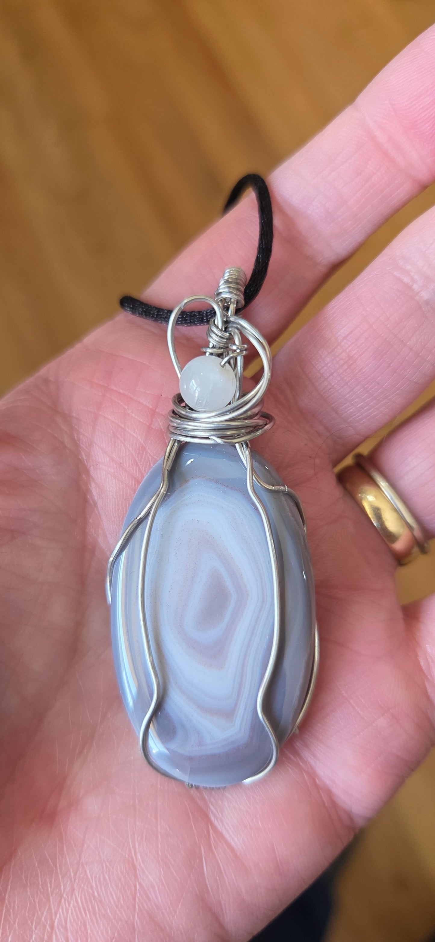 Botswana Agate wrapped in stainless steel