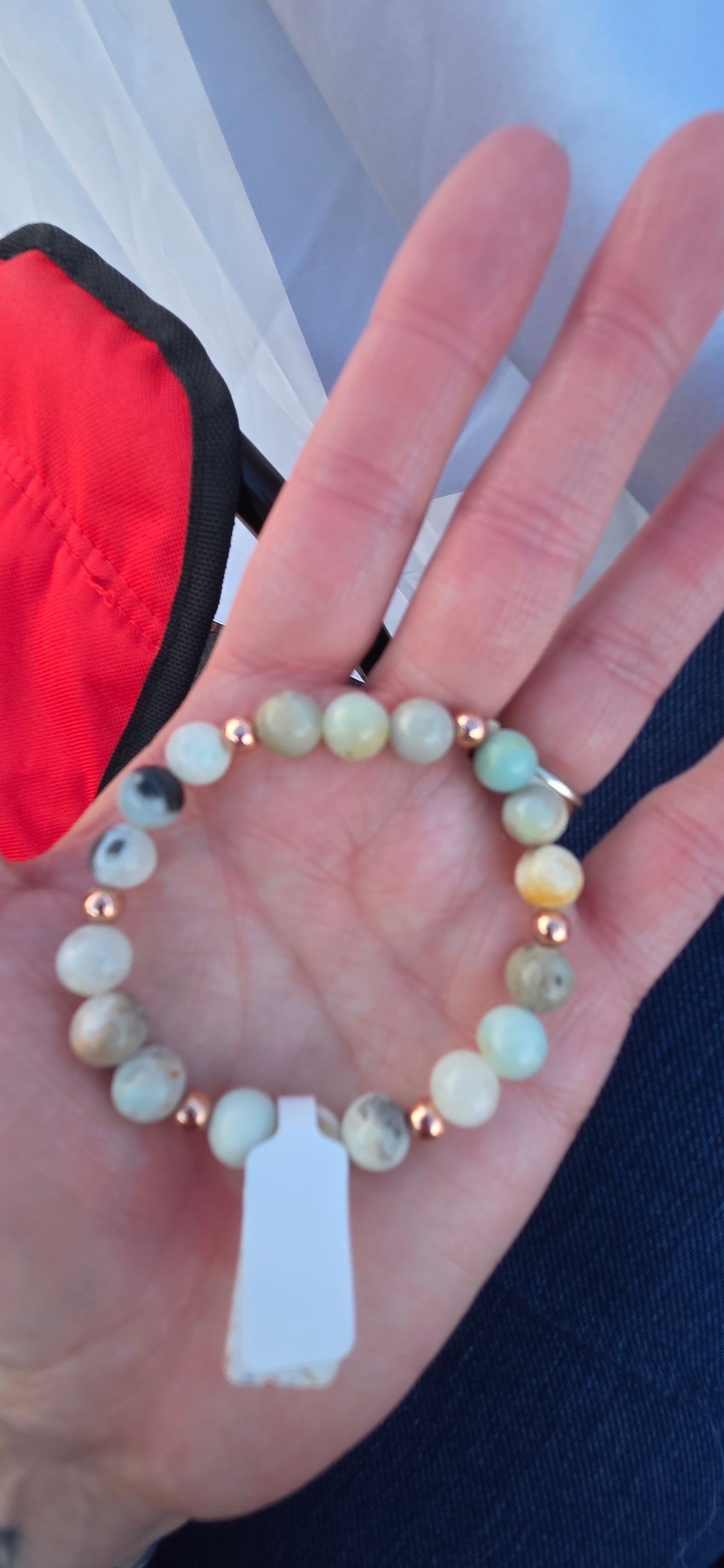 Caribbean Calcite and Copper beaded bracelet