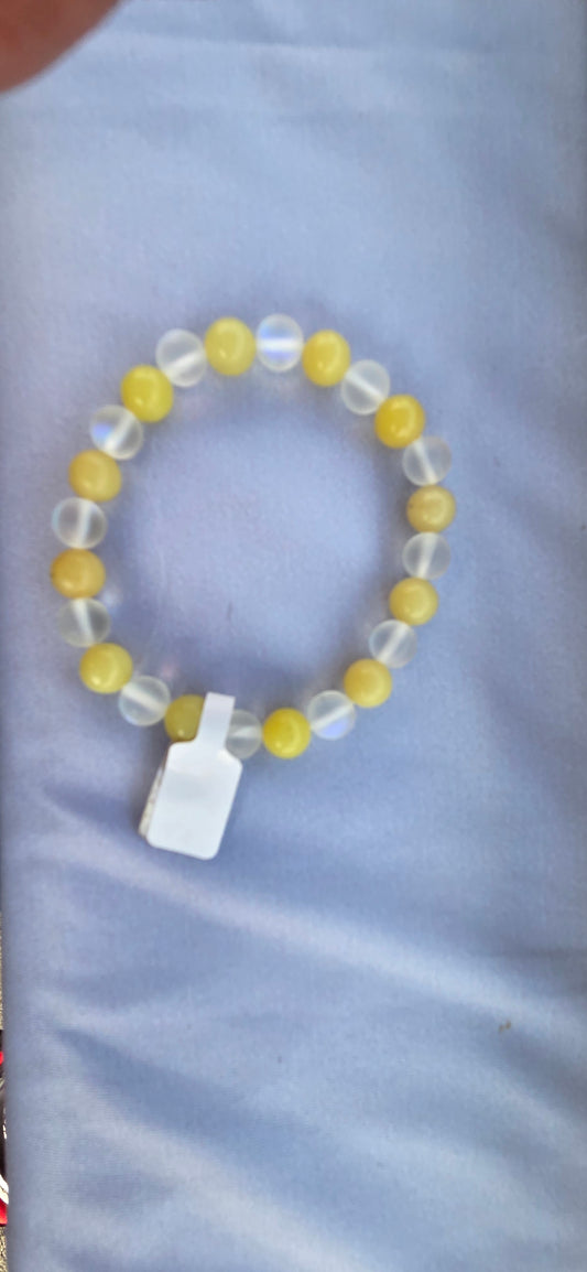 Lemon Jade and Aura Glass beaded bracelet
