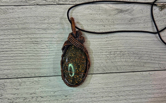 Ocean Jasper pendant wrapped in copper