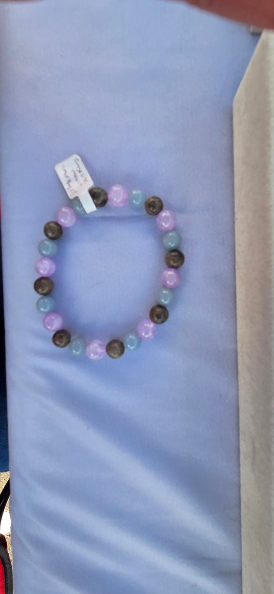 Angelite, Amethyst, and Labradorite beaded bracelet