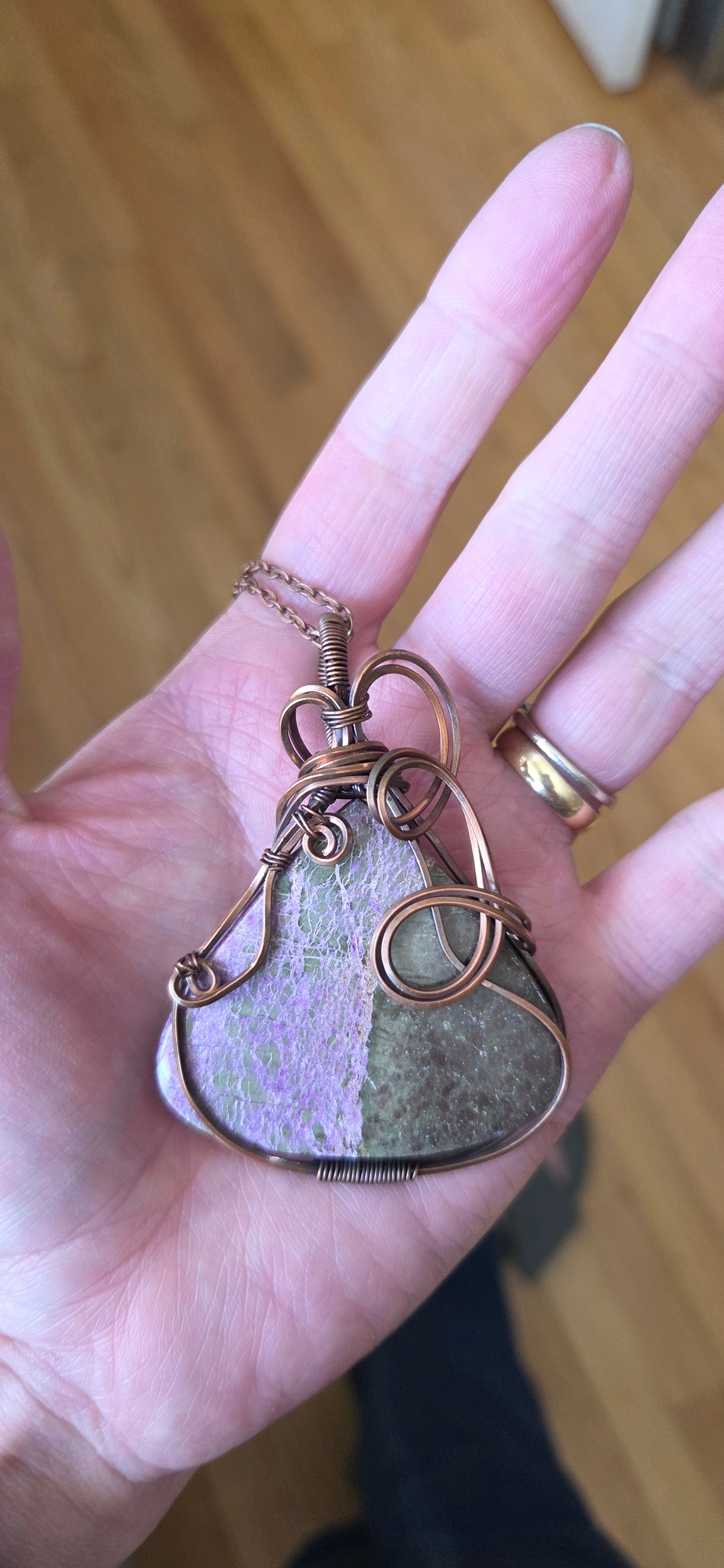 Stichtite wrapped in aged copper